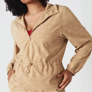 Fabletic Windbreaker Coat Size M Pullover Brown Logo Casual Lightweight Fall